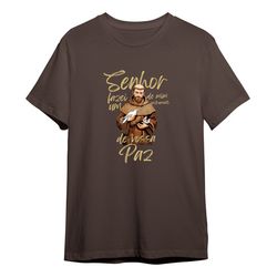 Camiseta São Francisco De Assis Marrom Católico - ... - Amiguinhos do Céu