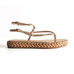SANDÁLIA FLAT LIA OURO LIGHT - AMITE & CO.
