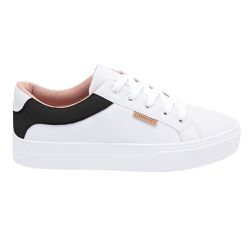 Tênis Feminino Sola Alta Branco e Preto