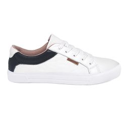 Tênis couro casual branco e preto - Joinville - Camerina