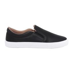 Tênis slip on couro casual preto - São Paulo - Camerina