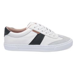 Tênis couro casual branco e preto - Maracanã - Camerina