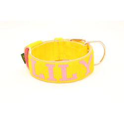 Coleira Para Cachorro Personalizada (amarelo e ros... - AMOROSSO