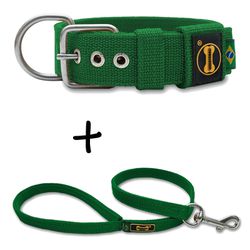 Coleira Para Cachorro Fit + Guia / Verde - FG-A09 - AMOROSSO