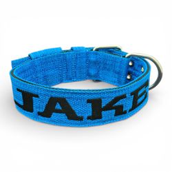 LQ Coleira Para Cachorro G nome jake azul e preto - lq17 - Amorosso