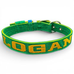 LQ Coleira fit Para Cachorro XG nome Logan verde e amarelo - lq29 - Amorosso
