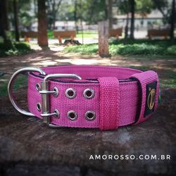  Coleira Para Cachorro Amorosso (Pink e Preto) - M... - AMOROSSO