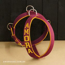 Peitoral Amorosso® Personalizado - Vinho e Amarelo... - AMOROSSO