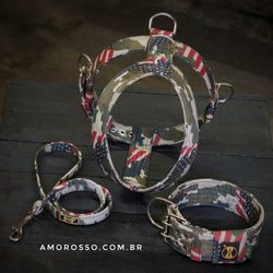 Kit Amorosso Camuflado USA (Peitoral + Coleira + G... - AMOROSSO