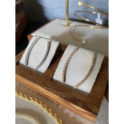 Brinco Ear Cuff Filete Zircônia Banhado a Ouro - E... - ANA B ACESSÓRIOS