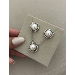 Conjunto Pérola Micro Cravejado - LCOJ659 - ANA B ACESSÓRIOS
