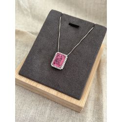 Colar Pedra Fusion Rosa Banhado a Ródio Branco - ... - ANA B ACESSÓRIOS