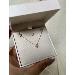 Conjunto Ponto de Luz Coração Cristal - LCOJ623 - ANA B ACESSÓRIOS