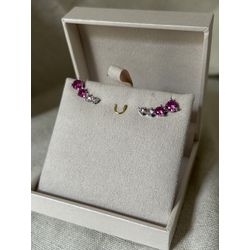 Mini Ear Cuff Pink e Rose Banhado a Ródio Branco ... - ANA B ACESSÓRIOS