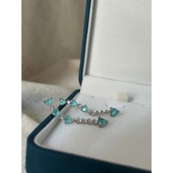 Brinco Ear Cuff Corações Turmalina Paraíba Banhado... - ANA B ACESSÓRIOS