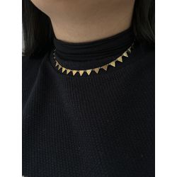 CHOKER TRIÂNGULOS BANHADA A OURO - 92 - ANA B ACESSÓRIOS