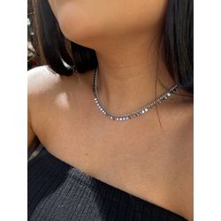 COLAR MEDALHINHAS BANHADO A RÓDIO BRANCO - 257 - ANA B ACESSÓRIOS