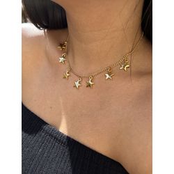 CHOKER ESTRELAS BANHADO A OURO - 631 - ANA B ACESSÓRIOS