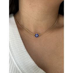 CHOKER DE OLHO GREGO BANHADA A OURO - 967 - ANA B ACESSÓRIOS