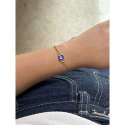 PULSEIRA DE OLHO GREGO BANHADA A OURO - P967 - ANA B ACESSÓRIOS