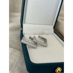 Brinco Argola Quadrada Micro Cravejada Banhado a R... - ANA B ACESSÓRIOS