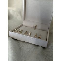 Trio Triângulos Cravejados - 589 - ANA B ACESSÓRIOS