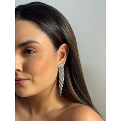 Brinco Franja Cascata Banhado a Ródio Branco - OBR... - ANA B ACESSÓRIOS