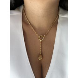 COLAR GRAVATINHA CORRENTE TORCIDA COM PINGENTE ORG... - ANA B ACESSÓRIOS