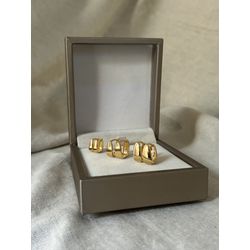 TRIO ARGOLAS TRIANGULARES LISAS BANHADAS A OURO - ... - ANA B ACESSÓRIOS