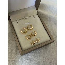 Trio de Argolinhas Abauladas Banhadas a Ouro - 97 - ANA B ACESSÓRIOS