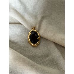 PINGENTE ORGÂNICO MARROM BANHADO A OURO - PIG44 - ANA B ACESSÓRIOS