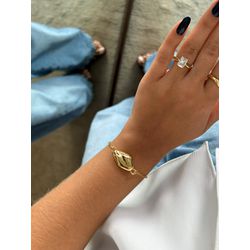 PULSEIRA PINGENTE ORGÂNICO BANHADA A OURO - PS144 - ANA B ACESSÓRIOS