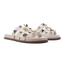 Sandália Papete - Madison, Off White - 24725 - ANALAURACALCADOS