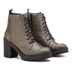 Bota Cano Curto, Jade - Army. - 20402-11 - ANALAURACALCADOS