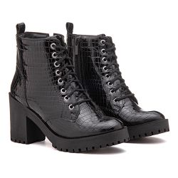 Bota Cano Curto, Jade - Preta. - 20402-1 - ANALAURACALCADOS