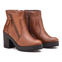 Bota Cano Curto, Lívia - Conhaque. - 20420-11 - ANALAURACALCADOS
