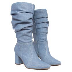 Bota Cano Alto - Gisele, Jeans Claro - 21079J - ANALAURACALCADOS