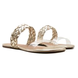 Rasteira Flat - Hanna, Ouro Light - 21745 - ANALAURACALCADOS