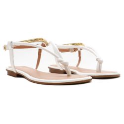 Rasteira Flat - Ayla, Branco - 21775B - ANALAURACALCADOS