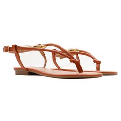 Rasteira Flat - Ayla, Caramelo - 21775R - ANALAURACALCADOS
