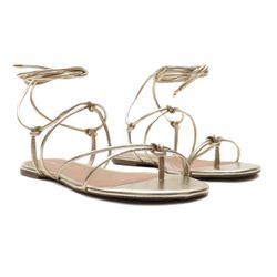 Rasteira Flat - Carol, Ouro Light - 22001OL - ANALAURACALCADOS