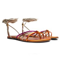 Rasteira Flat - Flávia, Laranja - 22735L - ANALAURACALCADOS