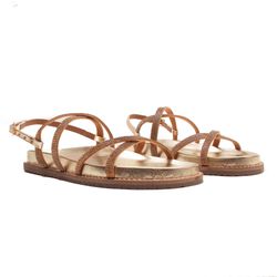 Sandália Papete - Daiane, Ouro Light - 22435OW - ANALAURACALCADOS
