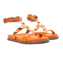 Sandália Papete - Tássia, Laranja - 22450L - ANALAURACALCADOS