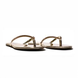 Rasteira Flat - Sol, Ouro Light. - 20325OL - ANALAURACALCADOS