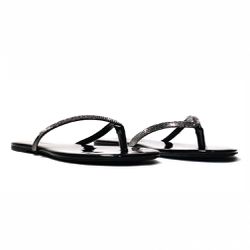 Rasteira Flat - Sol, Preto. - 20325P - ANALAURACALCADOS