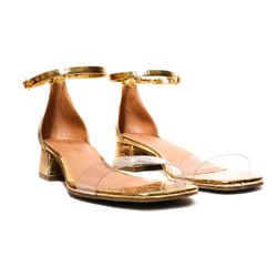 Sandália Salto Bloco - Lana, Ouro. - 20412O - ANALAURACALCADOS