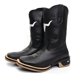 Bota Texana Masculina Country Bico Quadrado Couro ... - Andrade Country