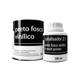KIT PRETO FOSCO VINILICO 600ML + CATALISADOR 300ML... - Andraort Tintas