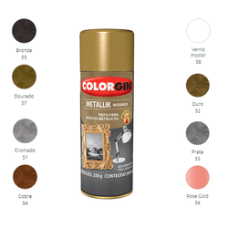 TINTA SPRAY METALLIK INTERIOR GOLD 56 COLORGIN 350... - Andraort Tintas